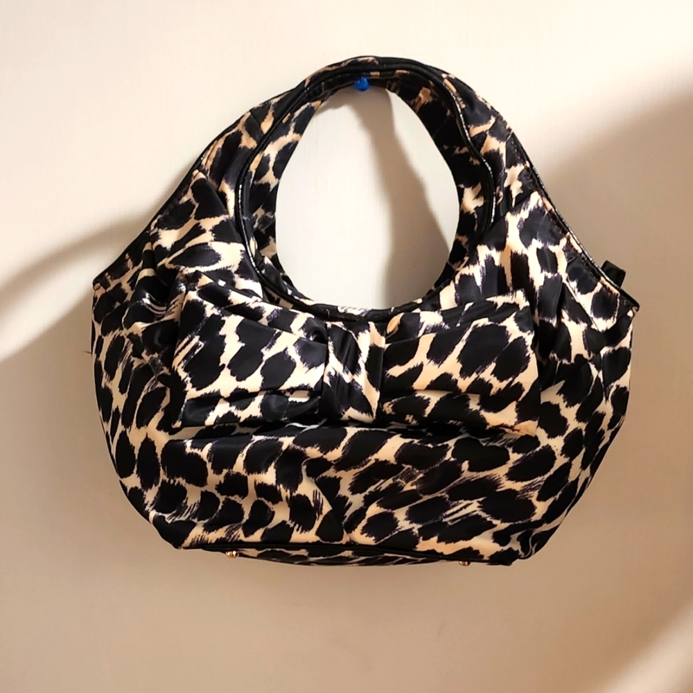 Kate Spade Black and White Nylon Bow Satchel Small 11" X 7"